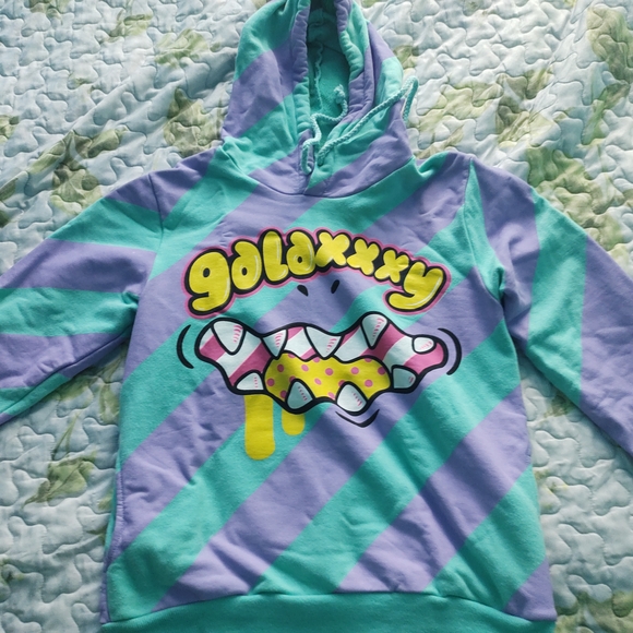 galaxxxy Tops - RARE Galaxxxy brand Japan Exclusive Kawaii Harajuku Stripe Hoodie Anime Y2K